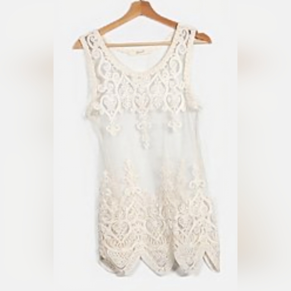 Romantic Sheer Mesh Lace Embellished Boho Fairy Cottagecore Cream Camisole